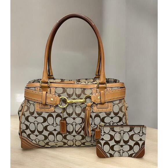 Y2K Coach 10508 Hampton Signature Satchel Bag & Wristlet - Picture 16 of 16